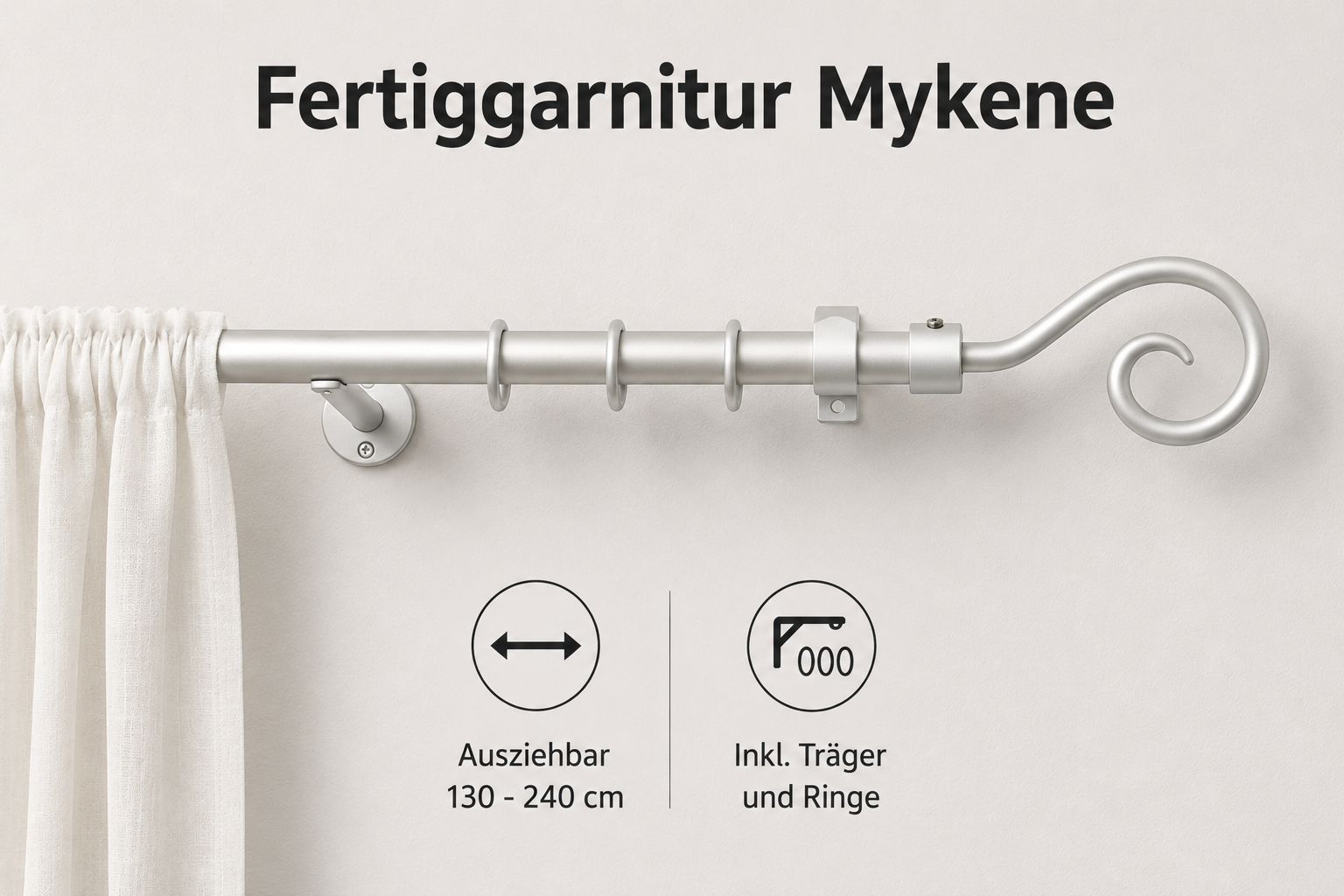 ourdeco® Fertiggarnitur | ausziehbar 130-240 cm | Ø 16 mm |verschiedene Modelle | verschiedene Farben