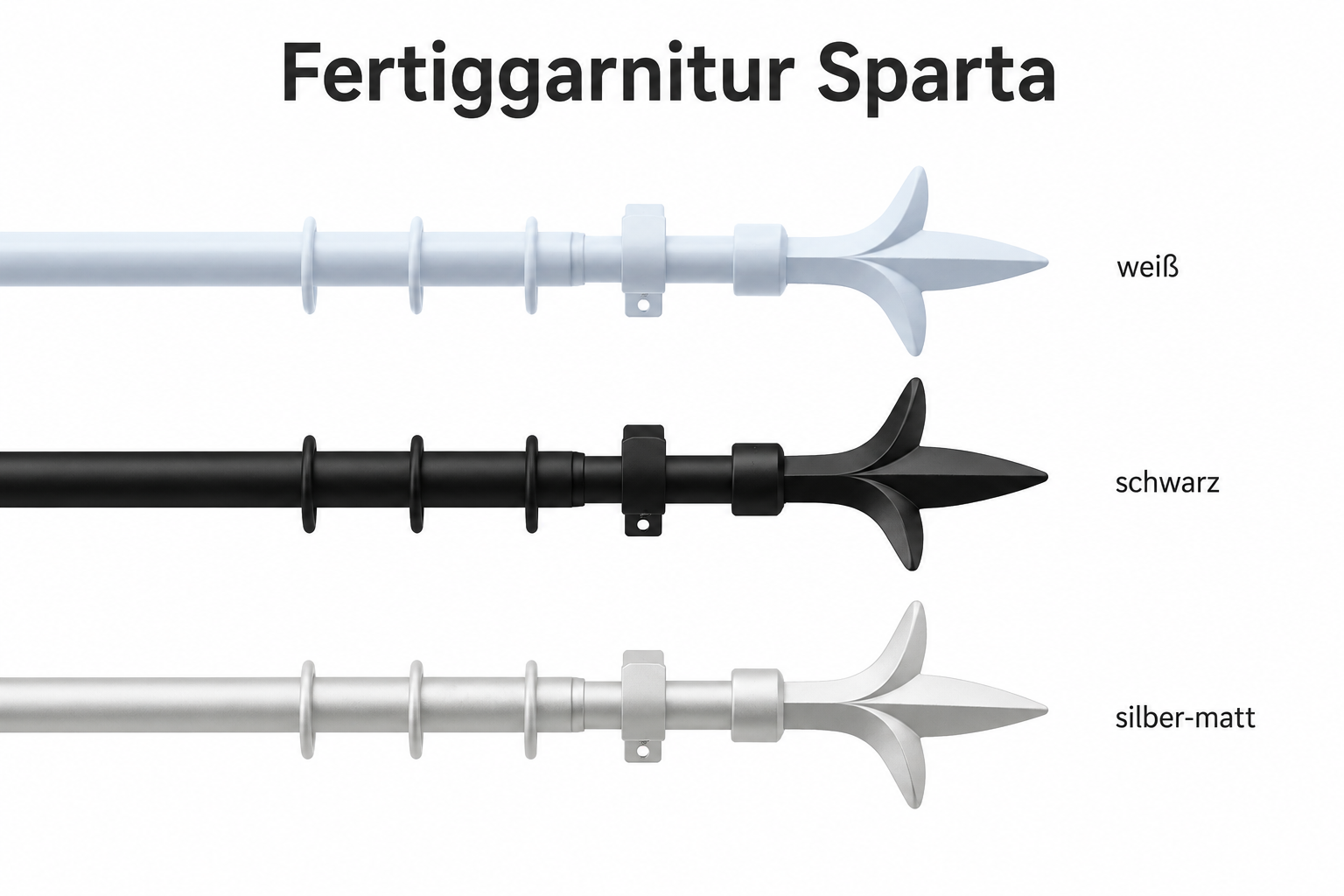 ourdeco® Fertiggarnitur | ausziehbar 130-240 cm | Ø 16 mm |verschiedene Modelle | verschiedene Farben