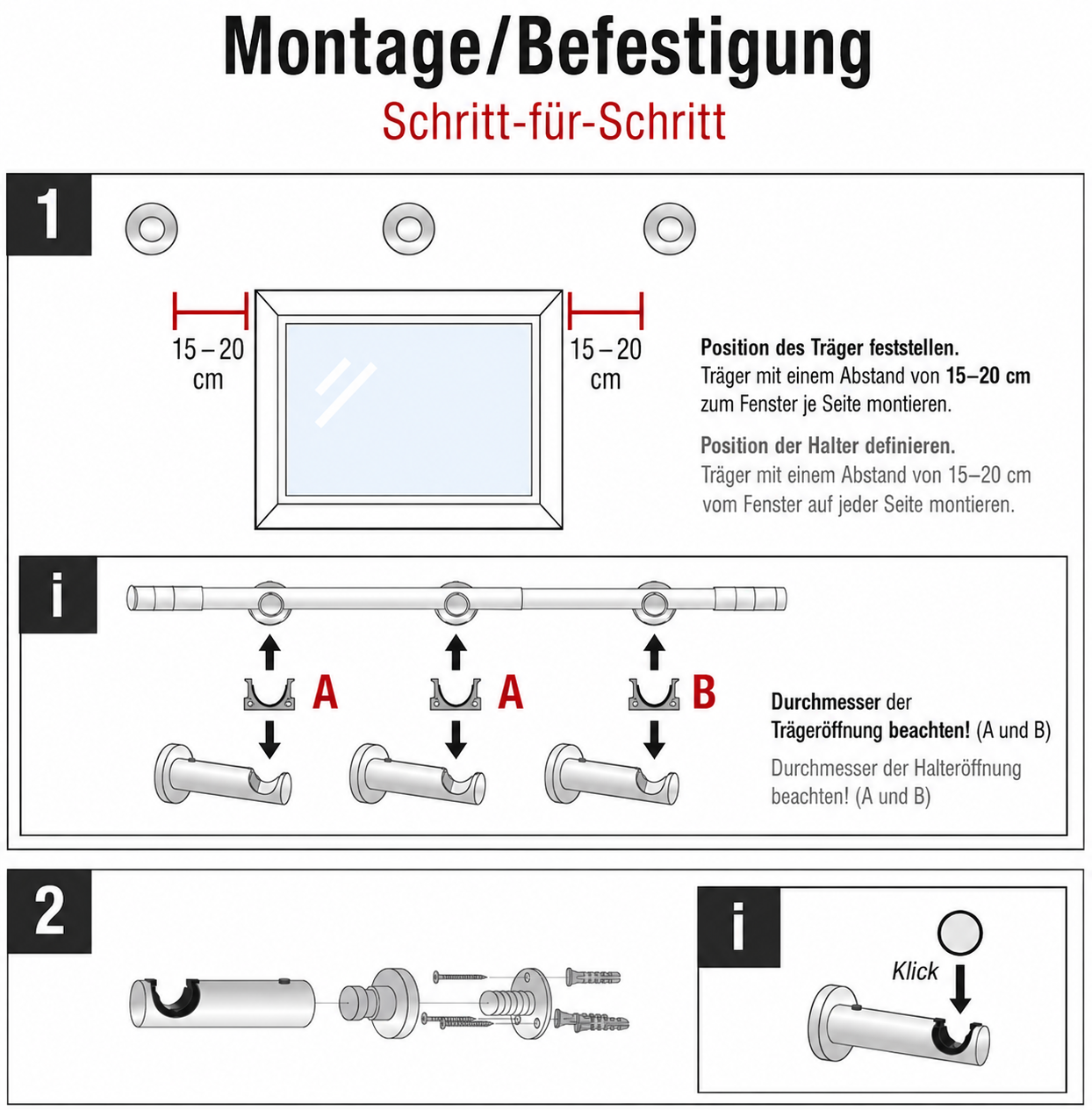ourdeco® Fertiggarnitur Zylinder Set | ausziehbar | Ø 16/19 mm | verschiedene Größen und Farben