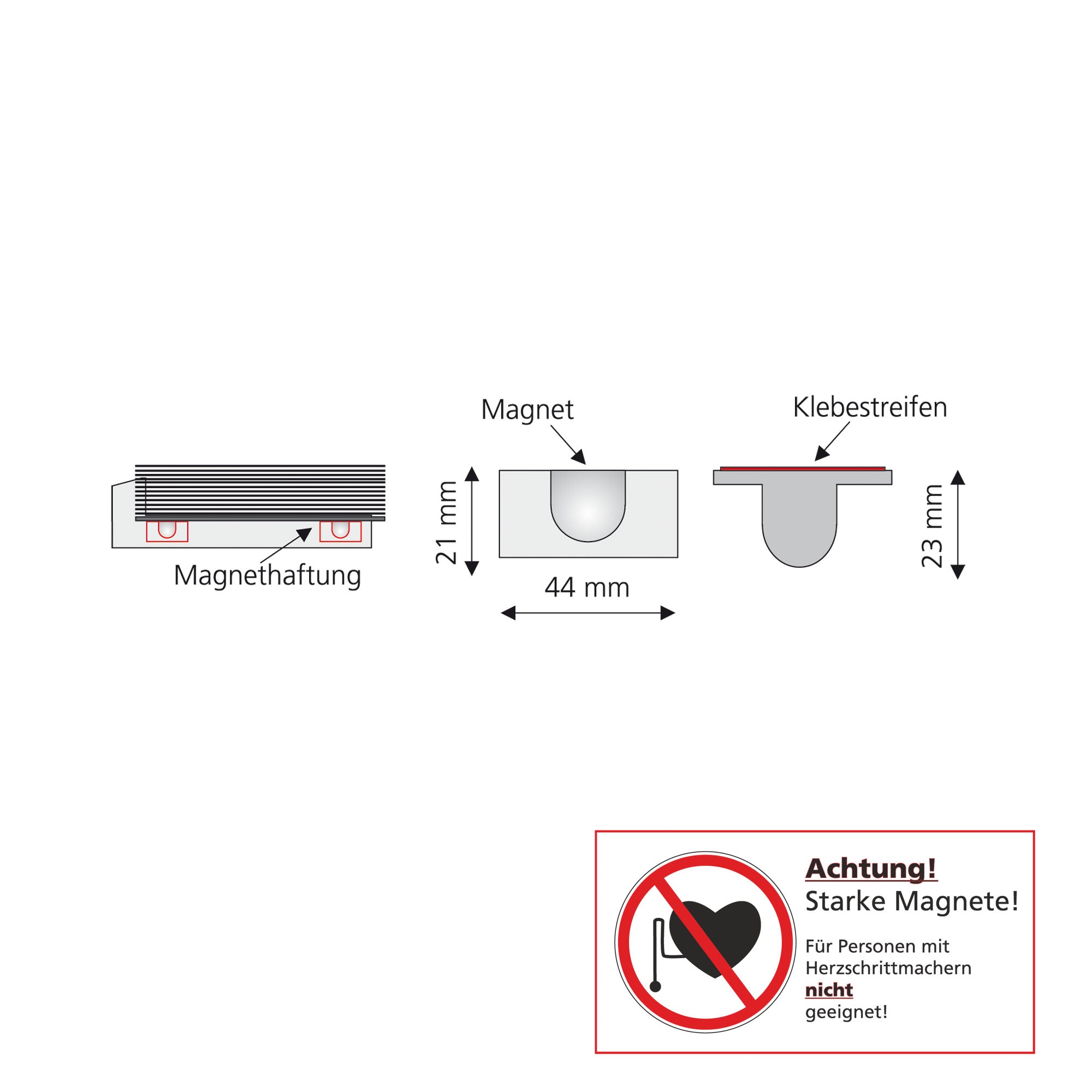 ourdeco® Magnethalter für Alu-Jalousie | ohne Bohre | zum Kleben | weiß