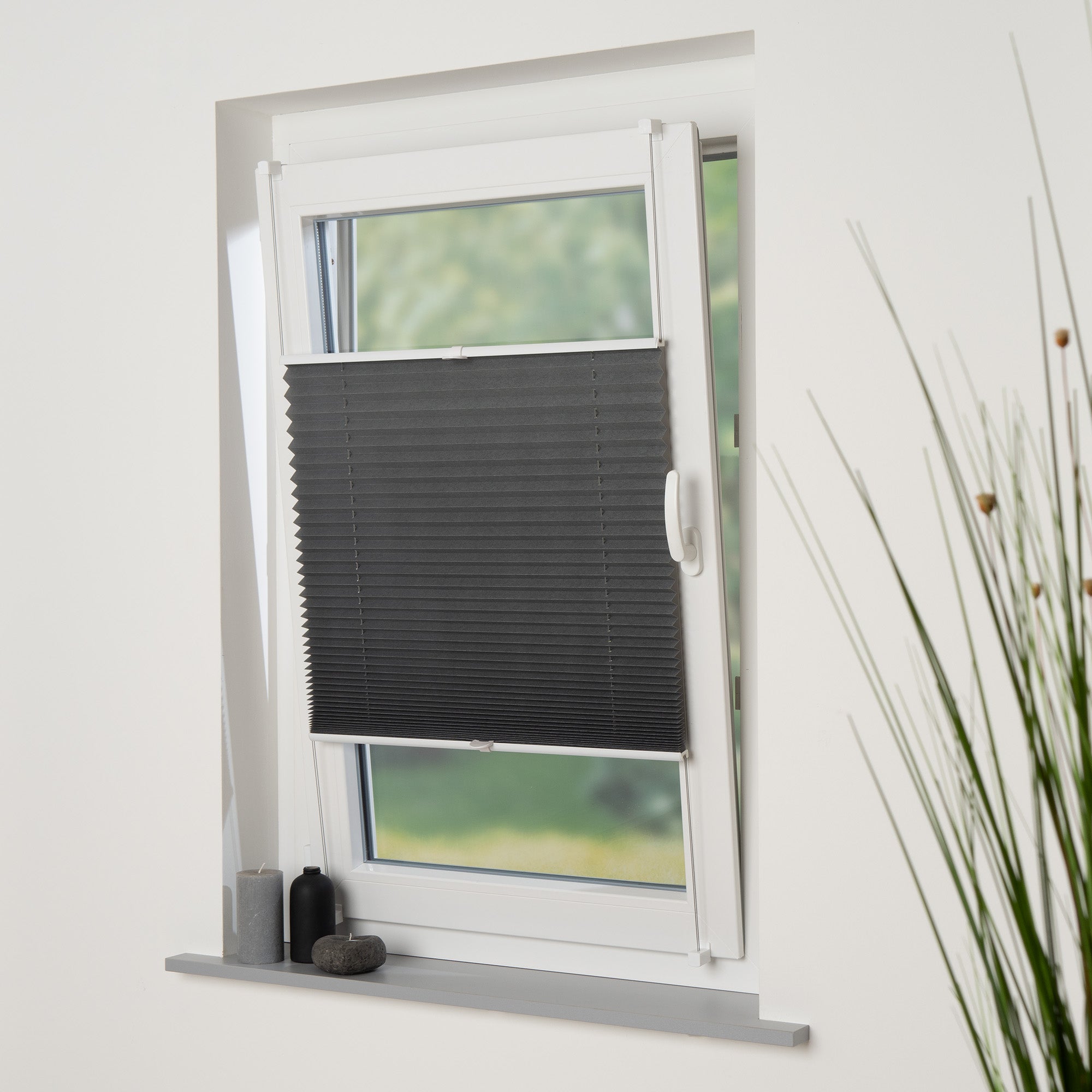 ourdeco® Klemmfix-Plissee Easy | ohne Bohren | weiß, beige, grau