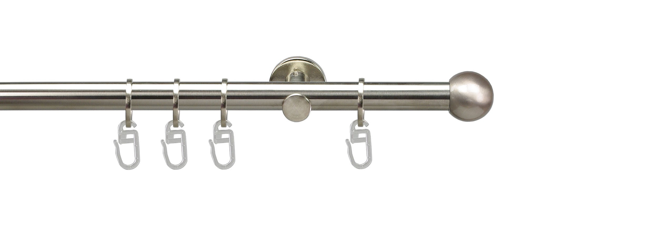 GARDINIA Gardinenstangen-Set, Komplettstilgarnitur ø 16mm inkl. Befestigungsmaterial, verschiedene Stile und Längen, Metall, Edelstahl Optik