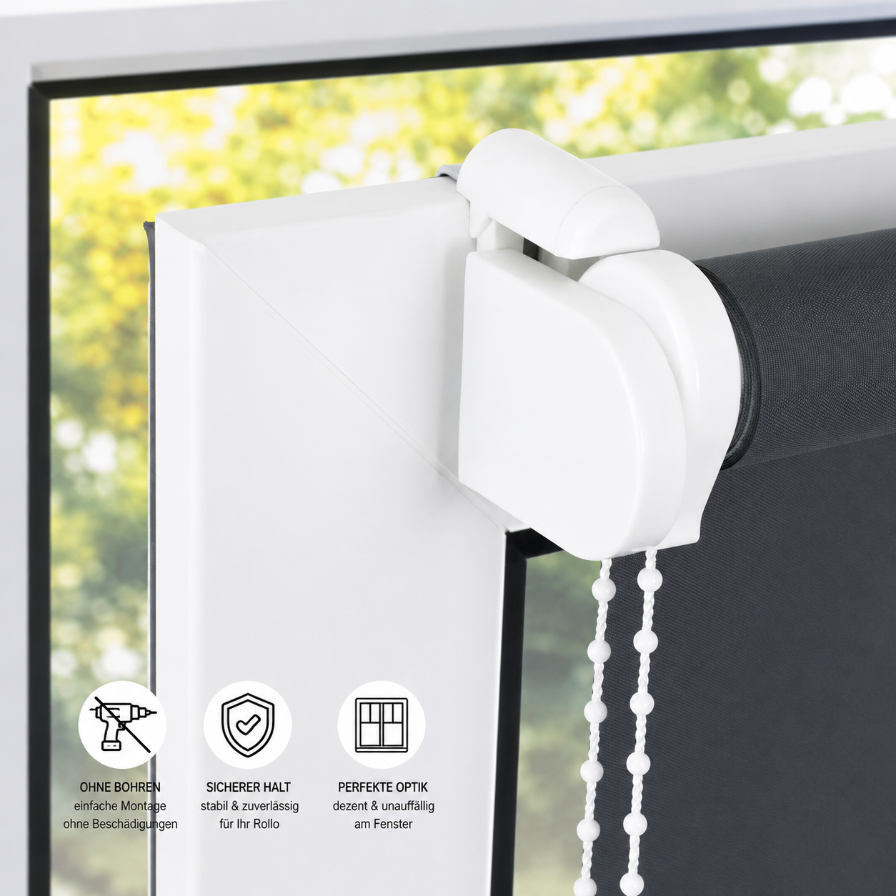 ourdeco® Metall Klemmträger für Seitenzugrollo | Set 4 Stück | weiß