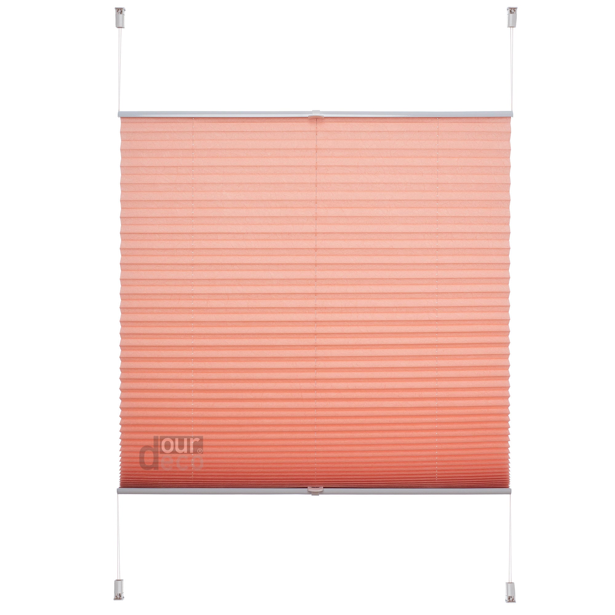 ourdeco® Klemmfix-Plissee | ohne Bohren | Jeansblue, Lachs