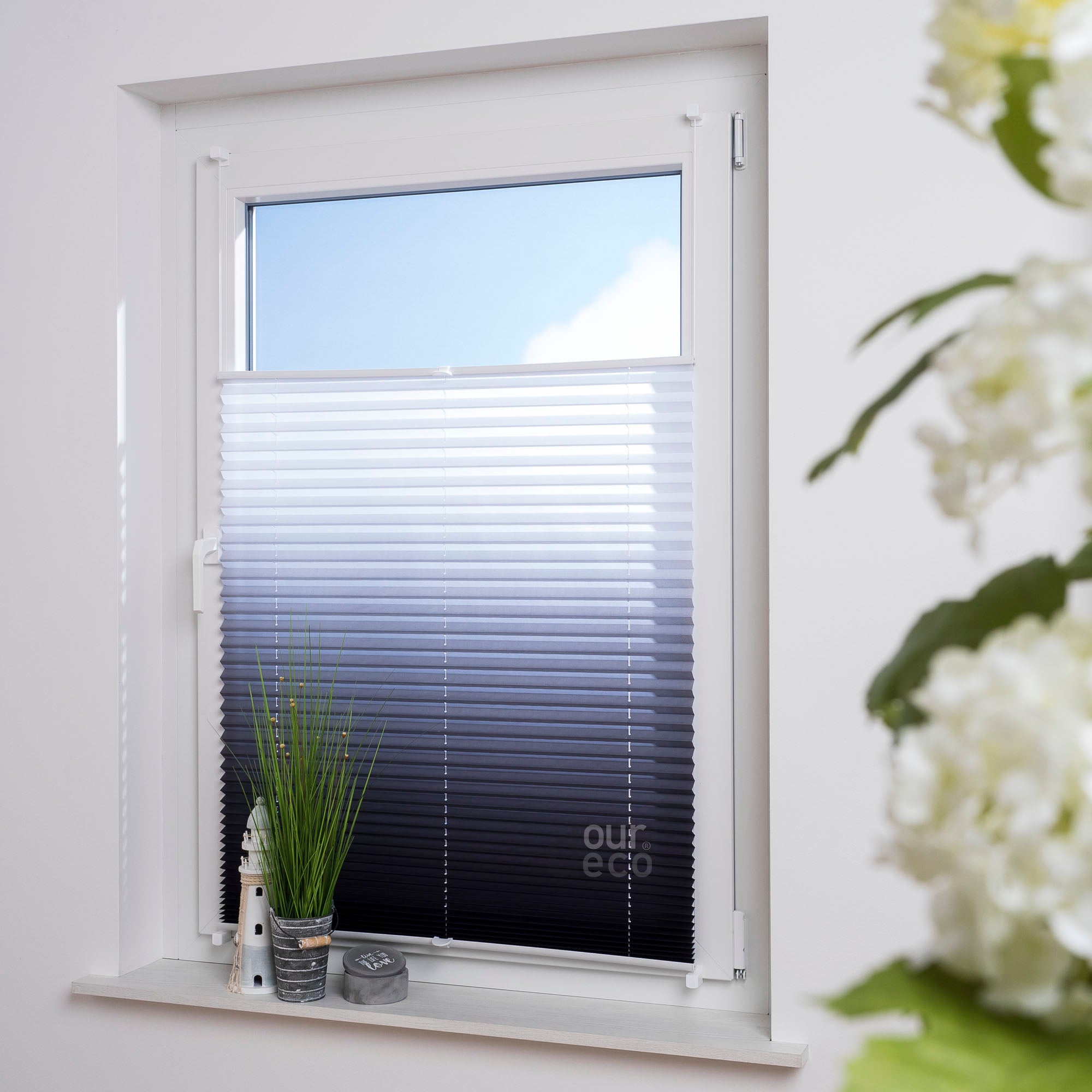 ourdeco® Klemmfix Plissee ohne Bohren Farbverlauf