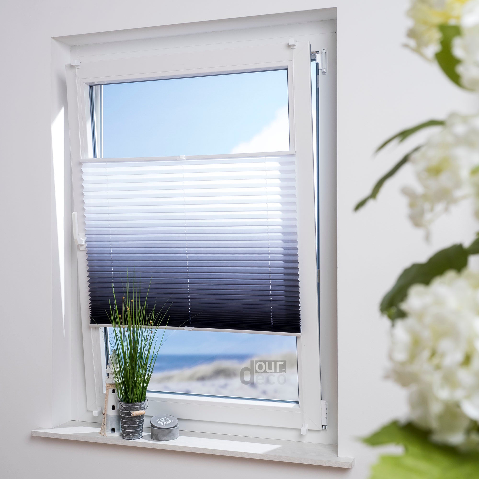 ourdeco® Klemmfix Plissee ohne Bohren Farbverlauf