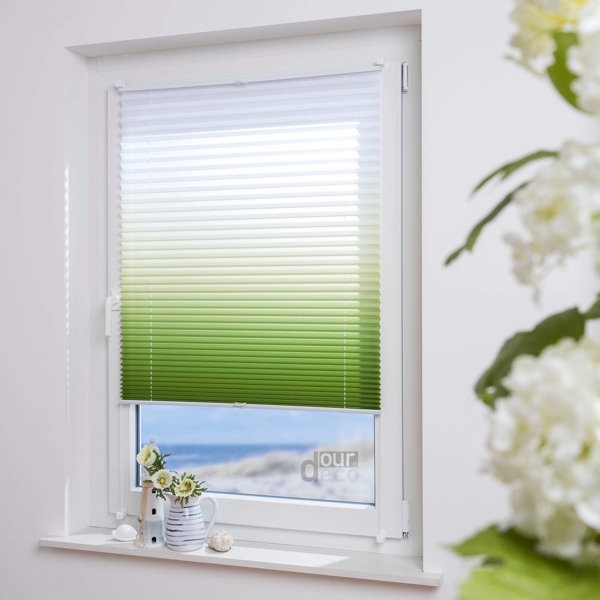 ourdeco® Klemmfix Plissee ohne Bohren Farbverlauf