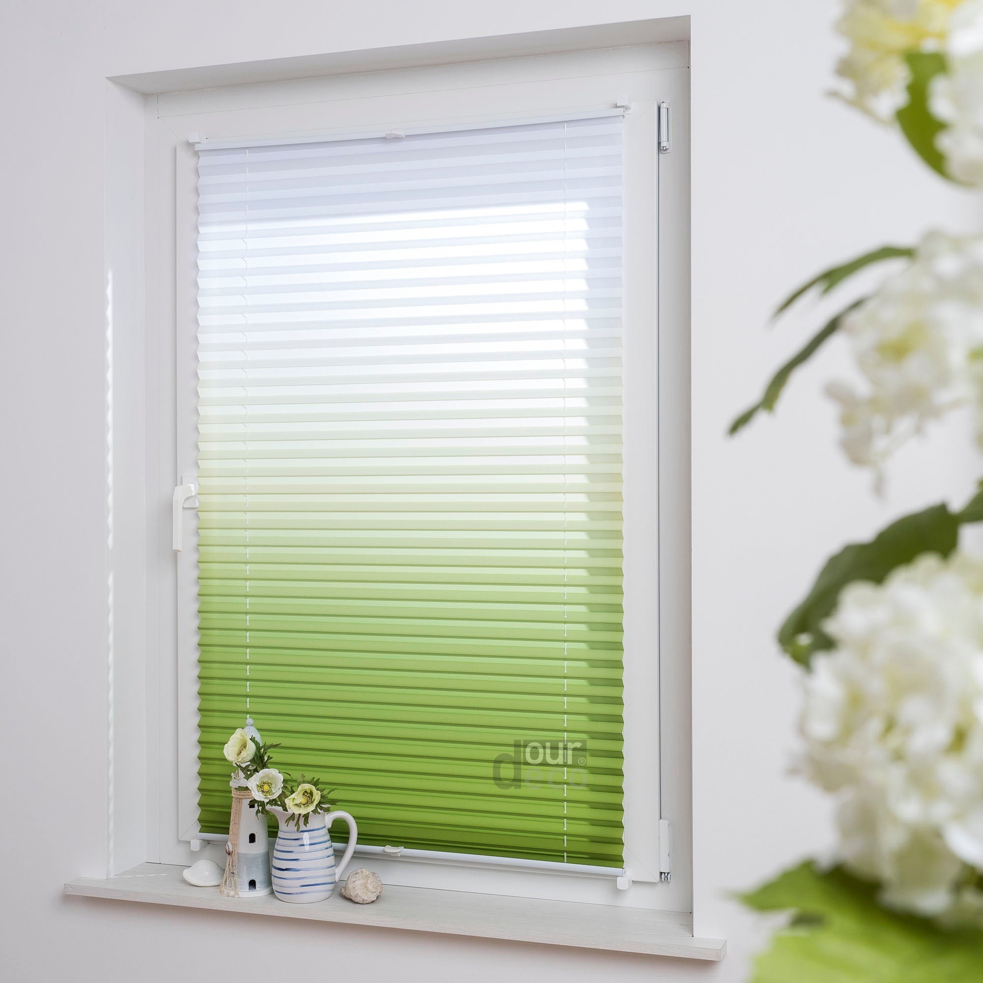 ourdeco® Klemmfix Plissee ohne Bohren Farbverlauf