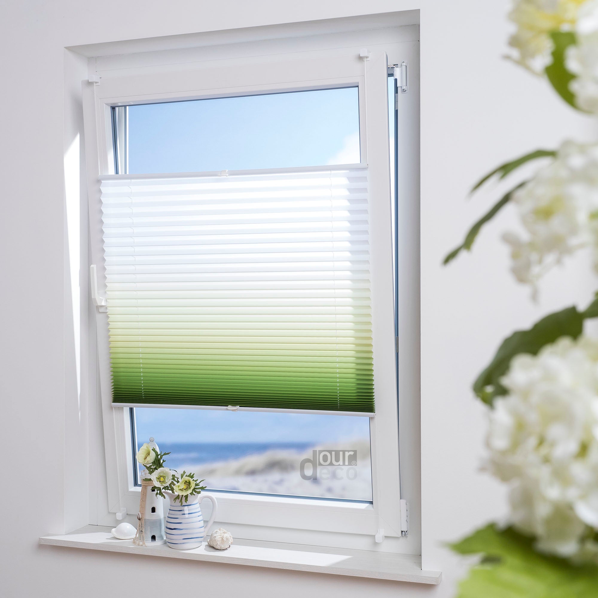 ourdeco® Klemmfix Plissee ohne Bohren Farbverlauf