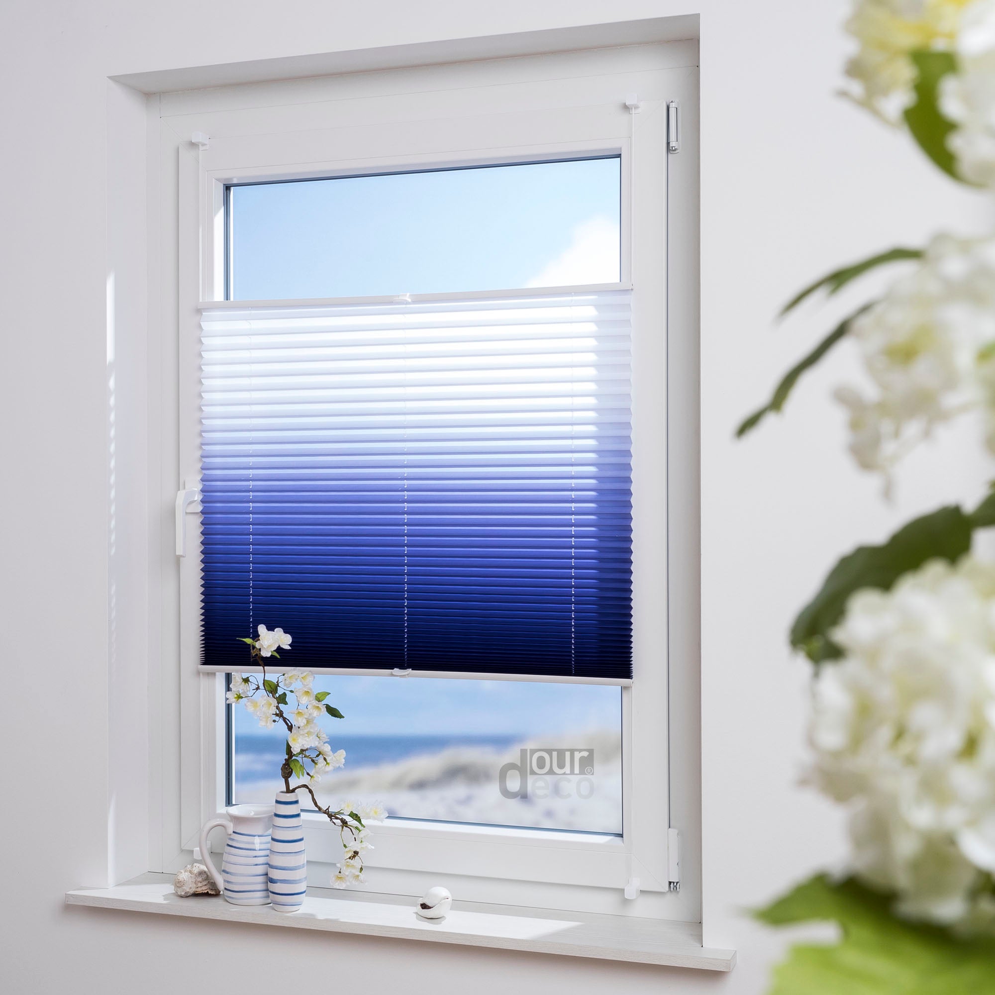 ourdeco® Klemmfix Plissee ohne Bohren Farbverlauf