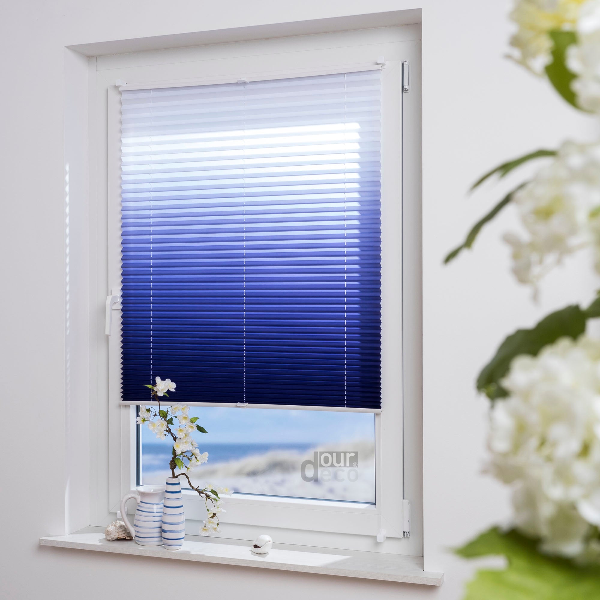 ourdeco® Klemmfix Plissee ohne Bohren Farbverlauf