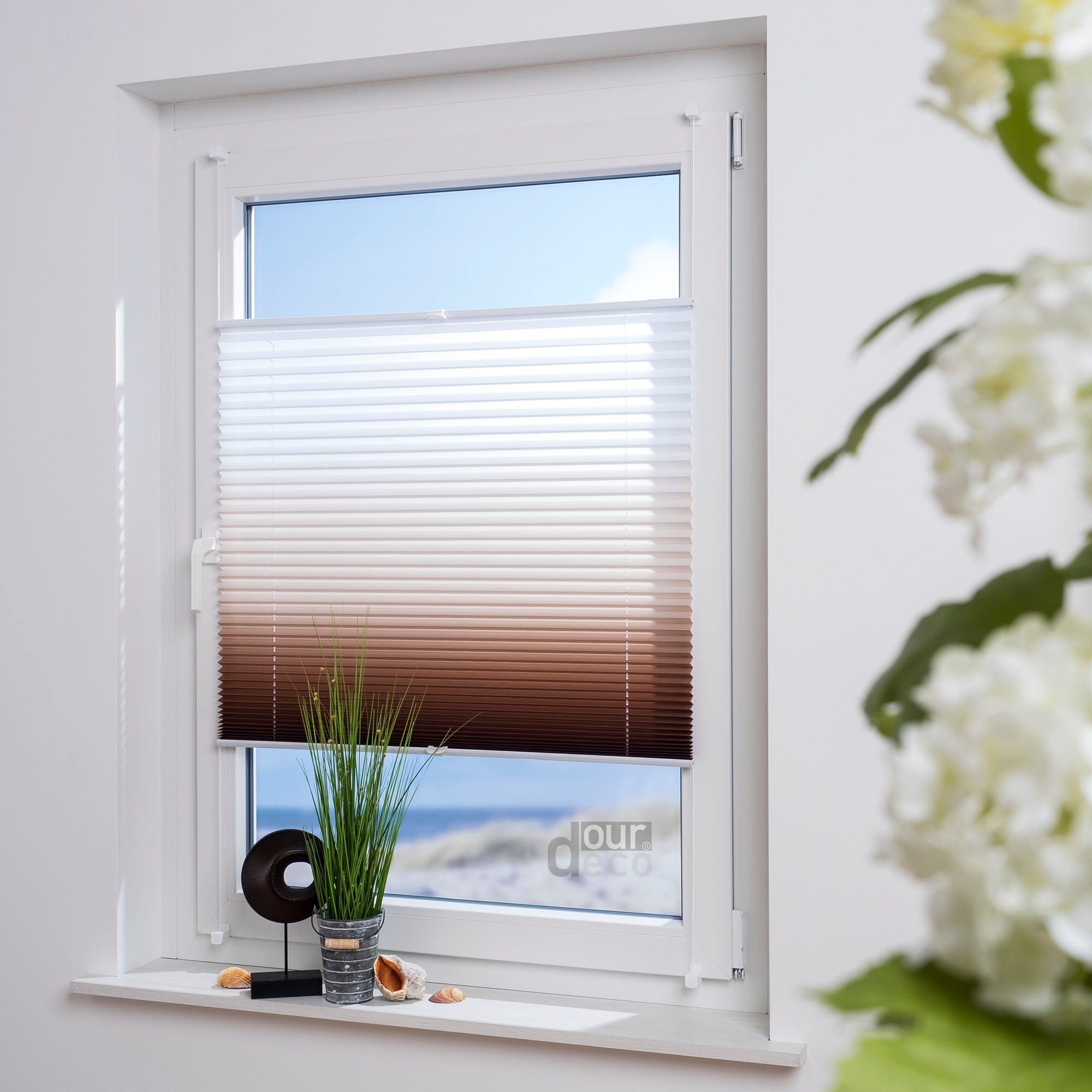 ourdeco® Klemmfix Plissee ohne Bohren Farbverlauf