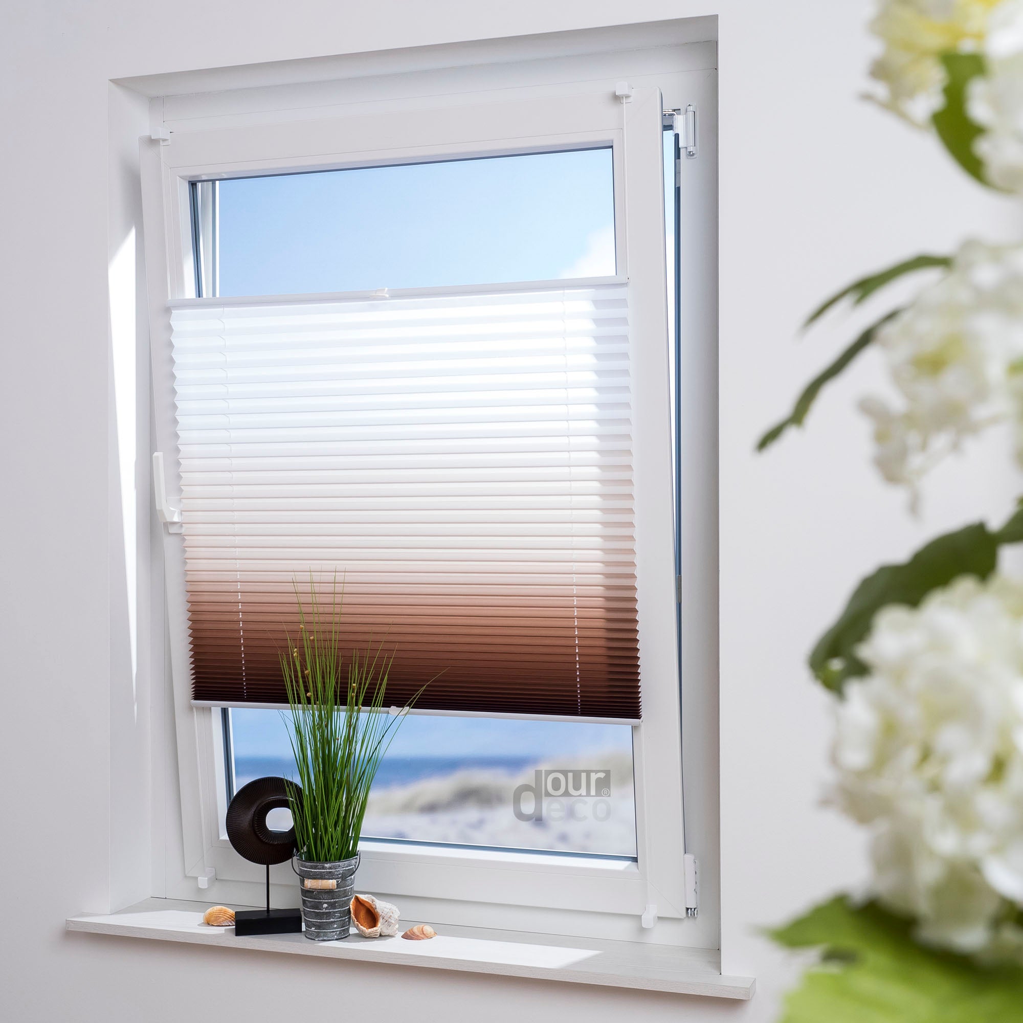 ourdeco® Klemmfix Plissee ohne Bohren Farbverlauf