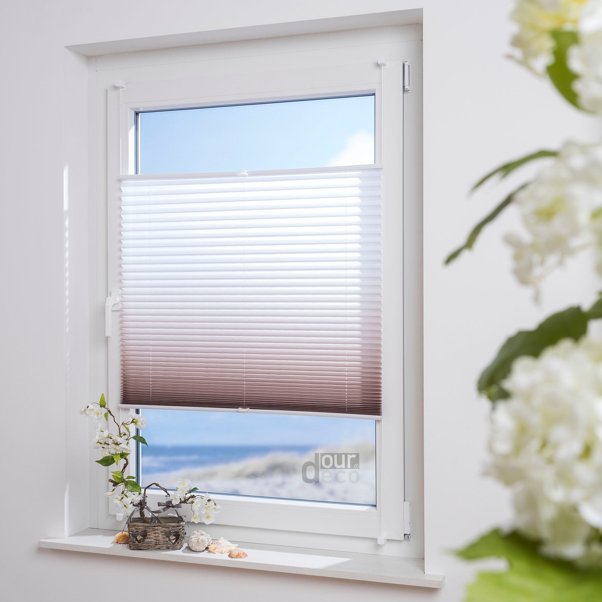 ourdeco® Klemmfix Plissee ohne Bohren Farbverlauf