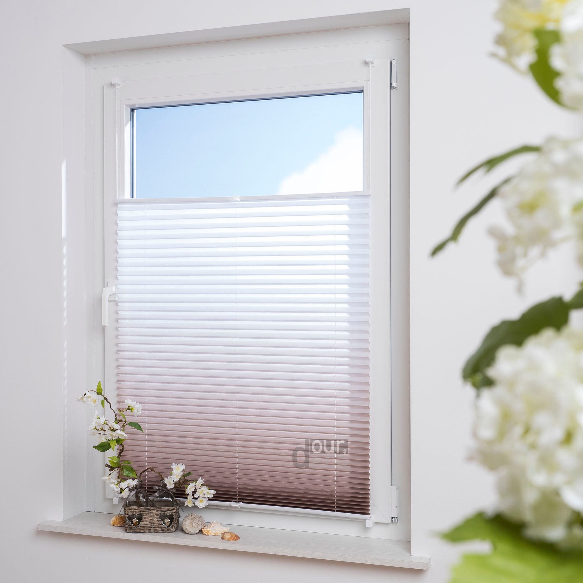 ourdeco® Klemmfix Plissee ohne Bohren Farbverlauf