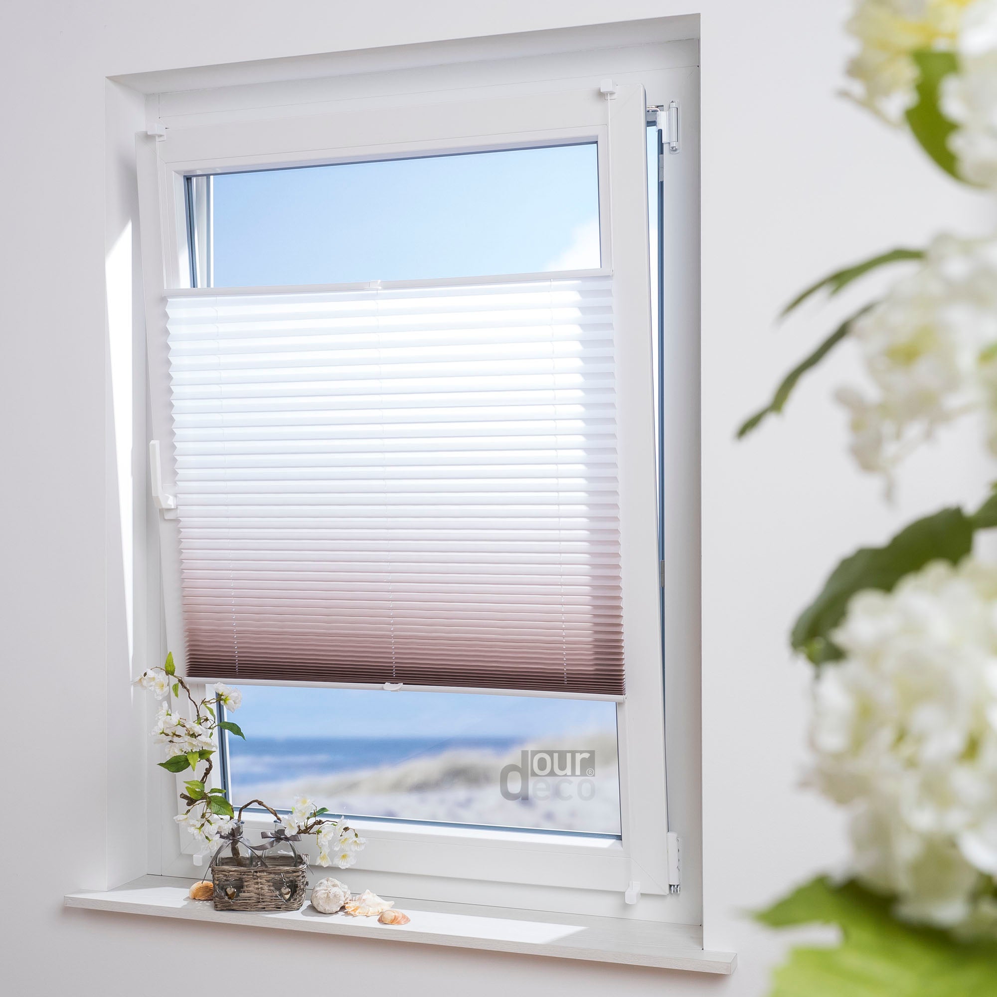 ourdeco® Klemmfix Plissee ohne Bohren Farbverlauf