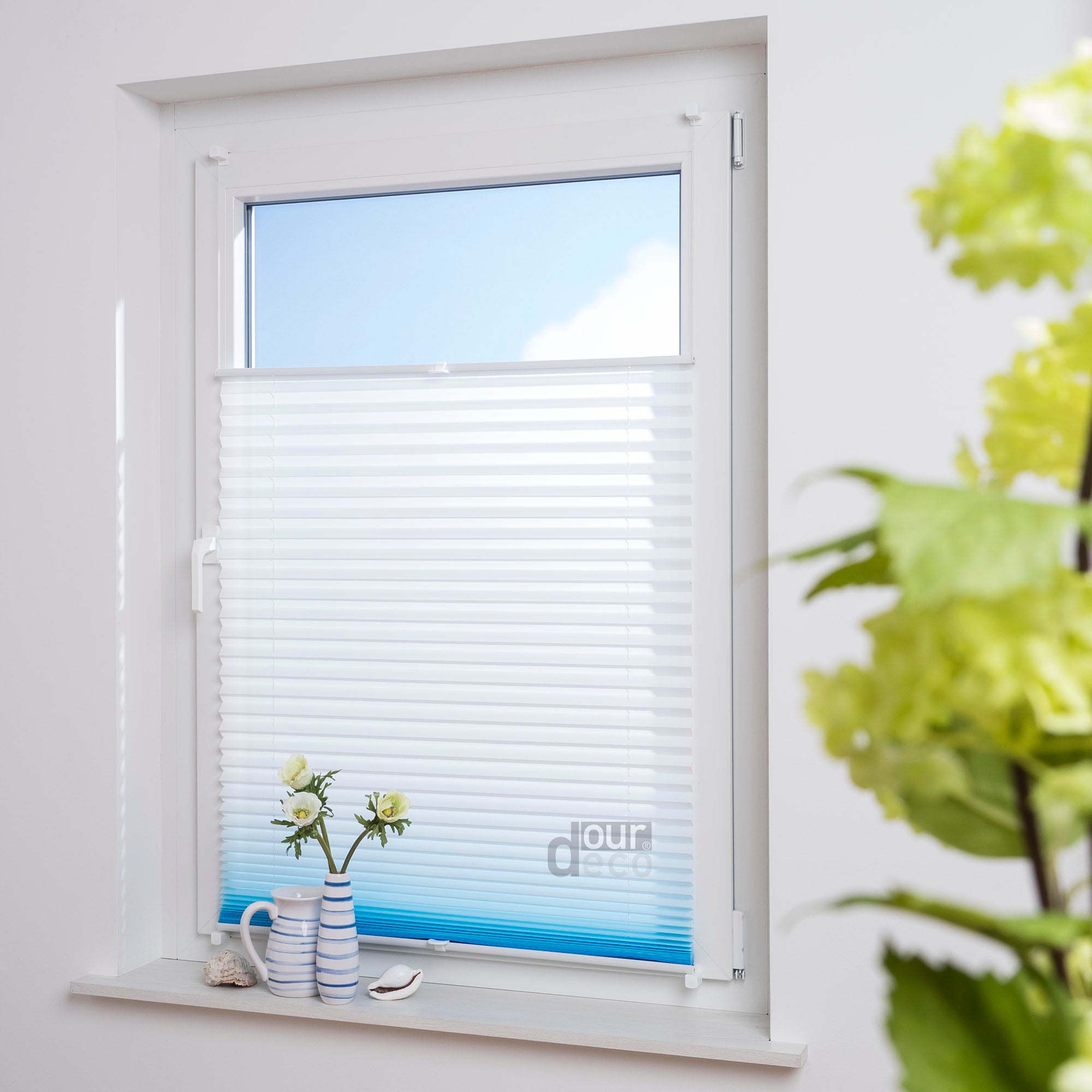 ourdeco® Klemmfix Plissee ohne Bohren Farbverlauf