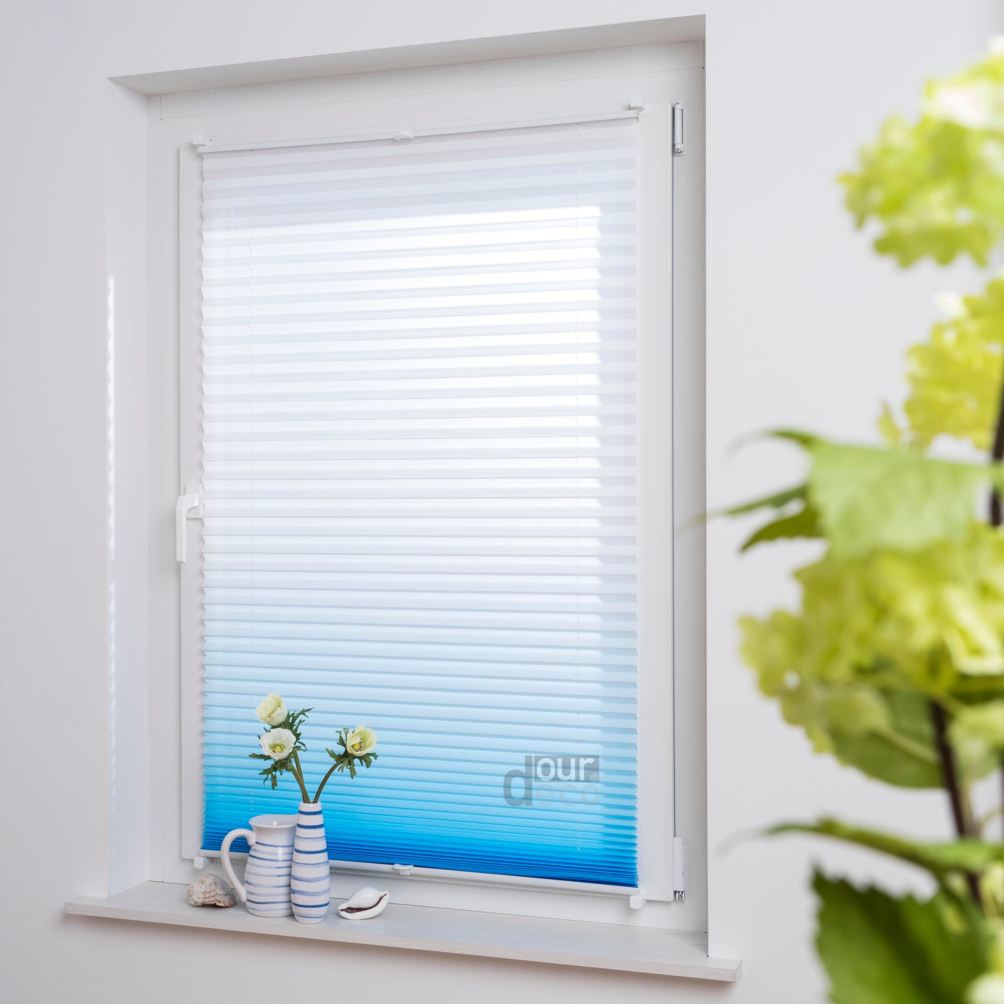 ourdeco® Klemmfix Plissee ohne Bohren Farbverlauf