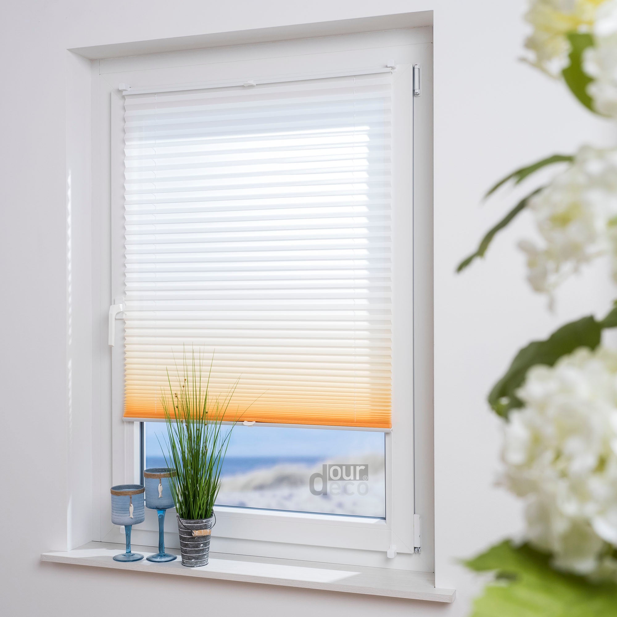 ourdeco® Klemmfix Plissee ohne Bohren Farbverlauf