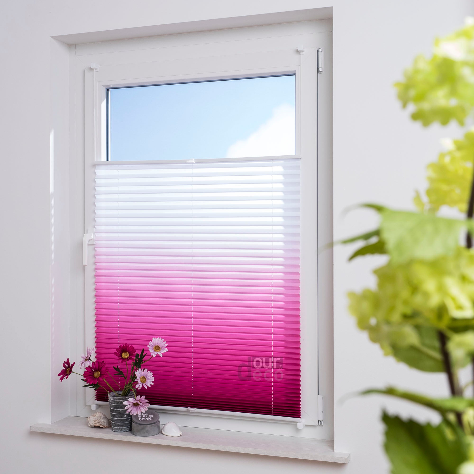 ourdeco® Klemmfix Plissee ohne Bohren Farbverlauf