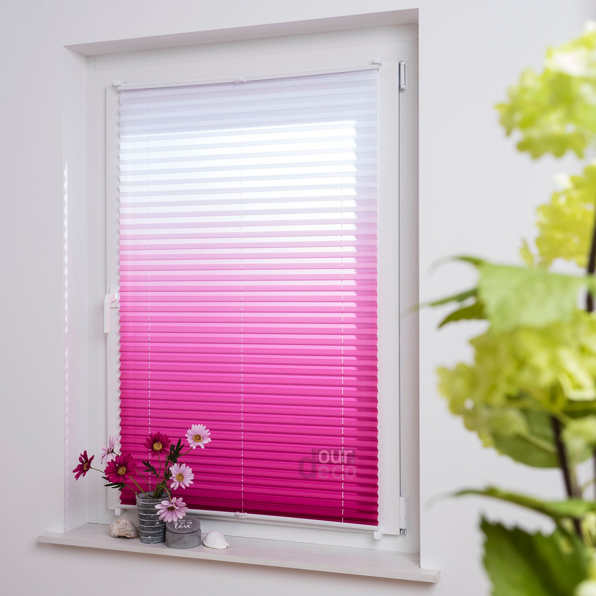 ourdeco® Klemmfix Plissee ohne Bohren Farbverlauf