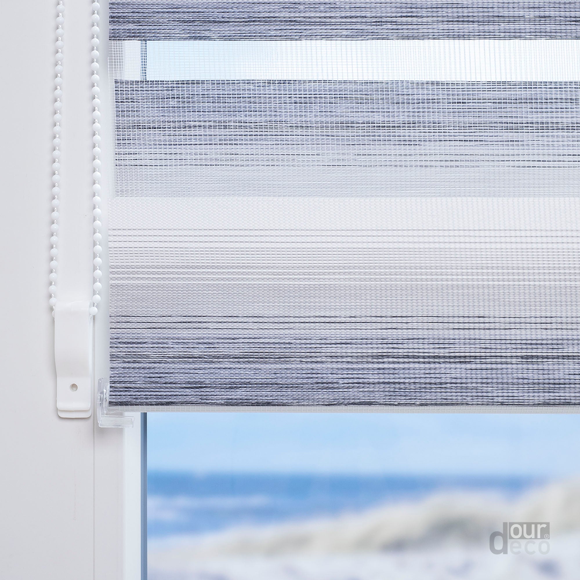ourdeco® Doppel-Rollo Streifen und Farbverlauf, Duo-Rollo, lichtdurchlässig, blickdicht, Montage ohne Bohren, verschiedene Größen