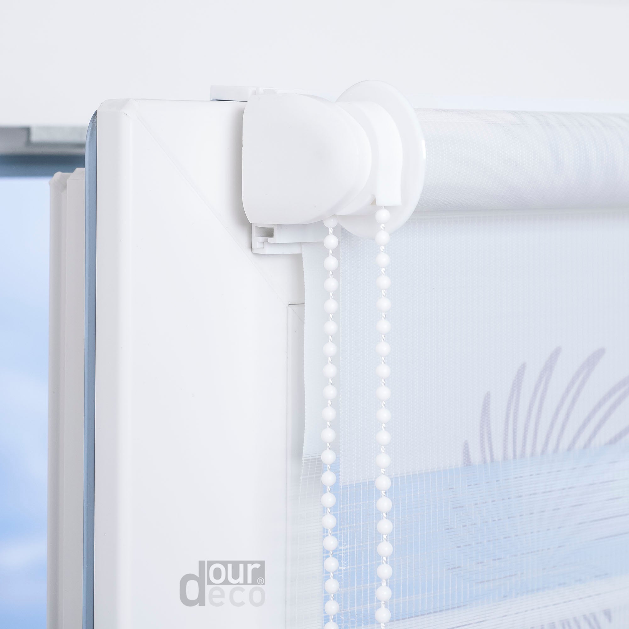 ourdeco® Doppel-Rollo Druckmotiv Blume oder Aster, Duo-Rollo, lichtdurchlässig, blickdicht, Montage ohne Bohren, verschiedene Größen